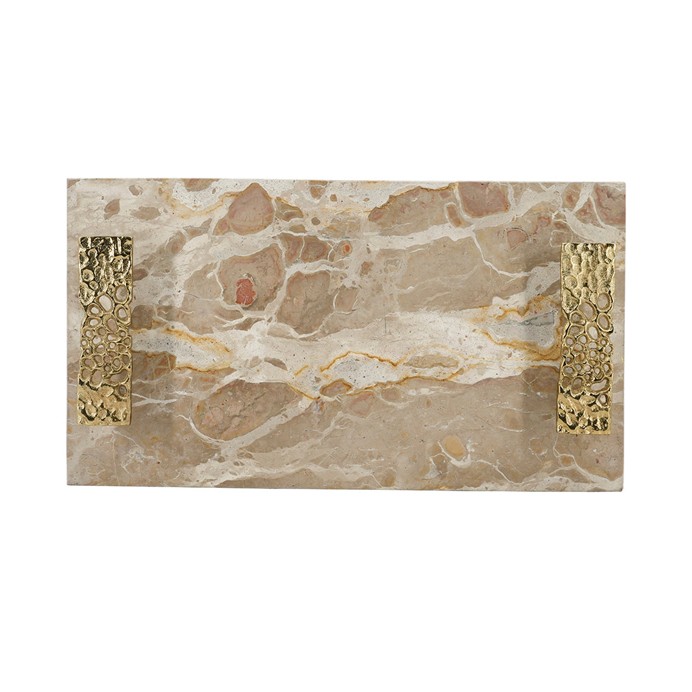 Marble Tray with Gold Handles – 17.7x9.7x2 Inches, photo 9 of 10