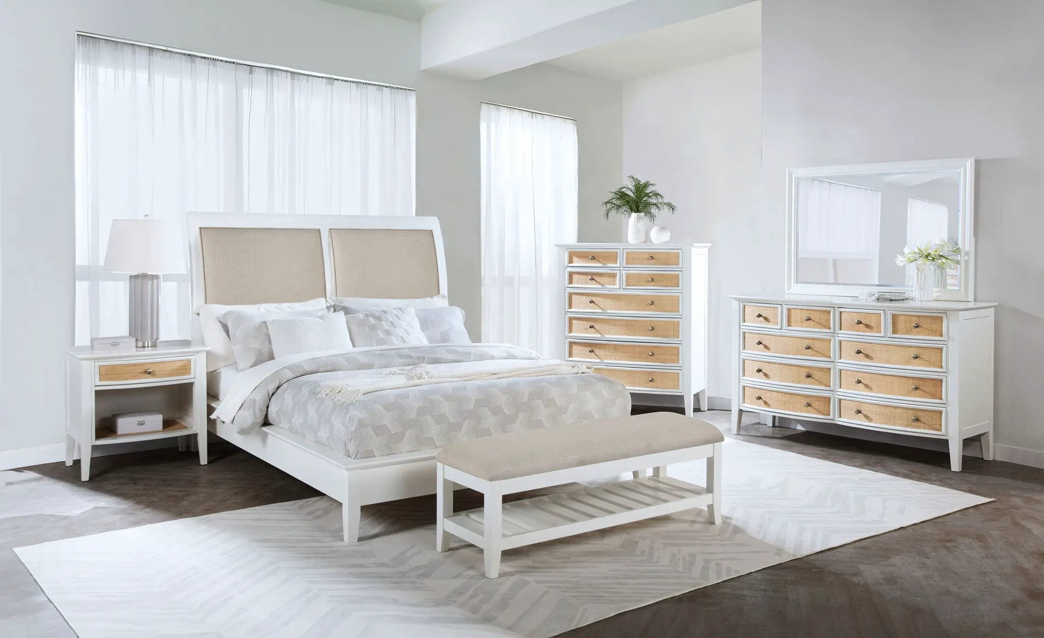 Bexhill 56-inch Upholstered California King Panel Bed White by Unique Piece Furniture