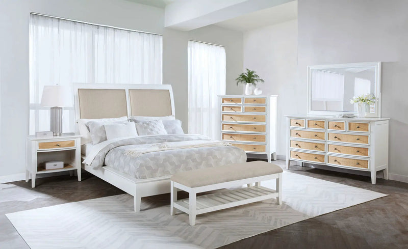 Bexhill 56-inch Upholstered California King Panel Bed White by Unique Piece Furniture