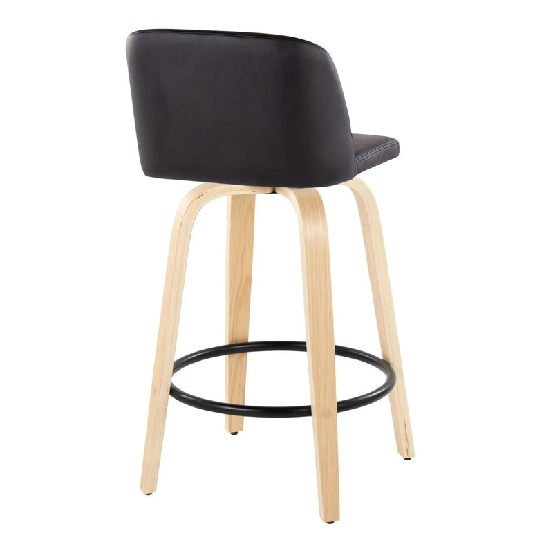 Toriano - Contemporary Modern Fixed Height Counter Stool Swivel With Round Footrest (Set of 2) by Unique Piece Furniture