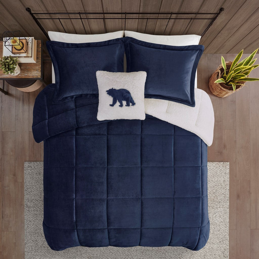 Full/Queen Plush to Sherpa Down Alternative Comforter Set by HouseOfZazla