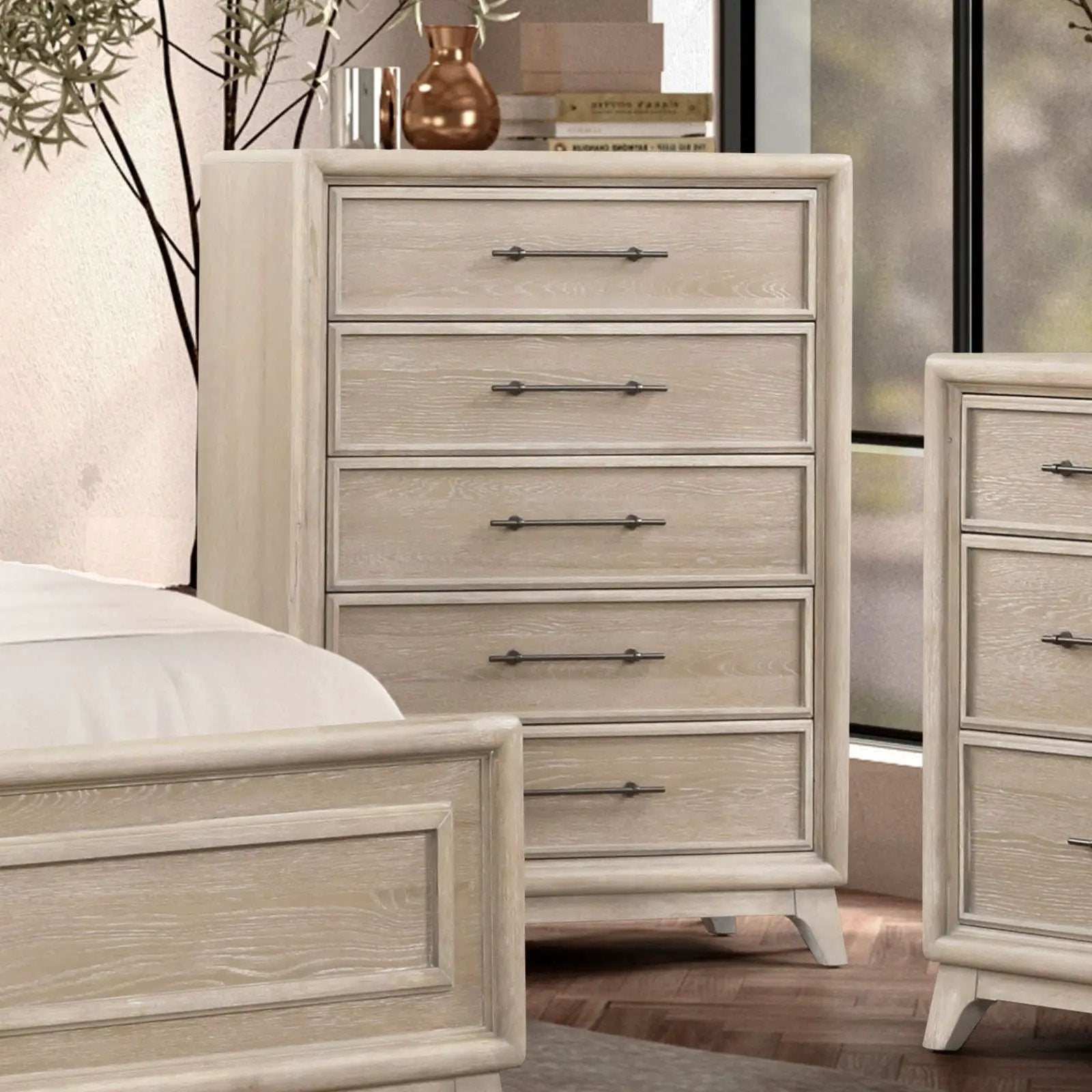 1 Piece Chest With Handles, Angled Legs, Ball Bearing Glides - Oak by HouseOfZazla