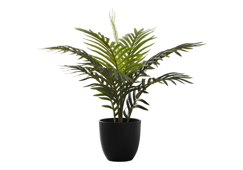 20" Tall, Artificial Plant, Palm, Indoor, Faux, Fake, Table, Greenery, Potted, Real Touch, Decorative - Green / Black by Unique Piece Furniture