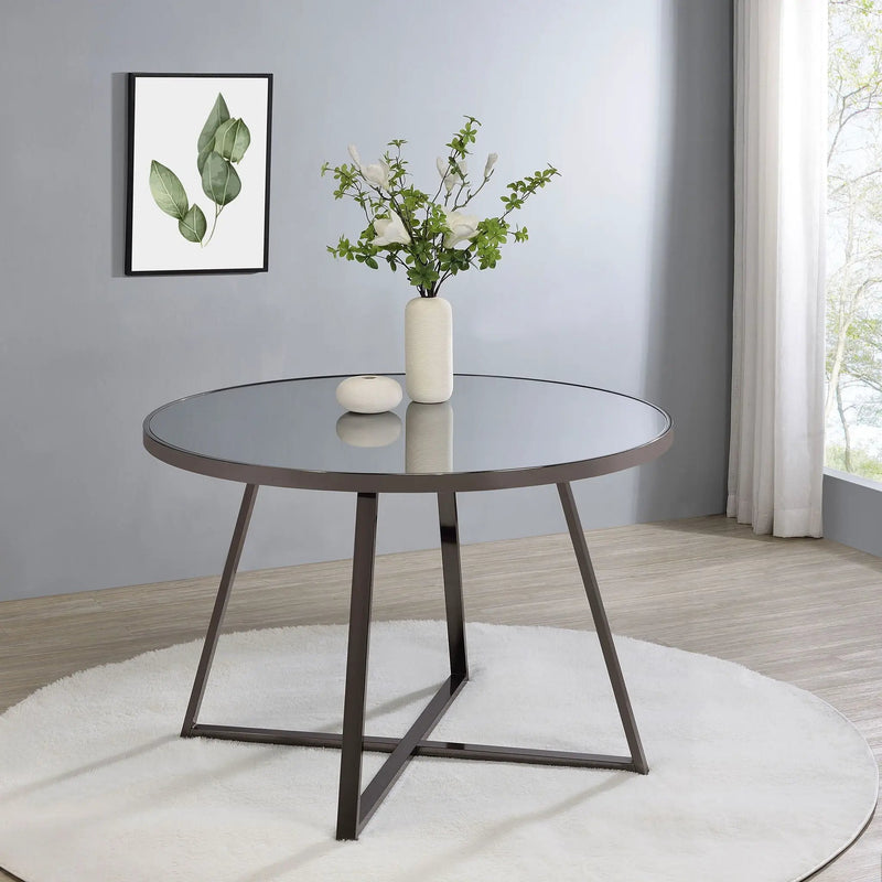 Jillian Round 45-inch Mirror Top Dining Table Black Nickel by Unique Piece Furniture