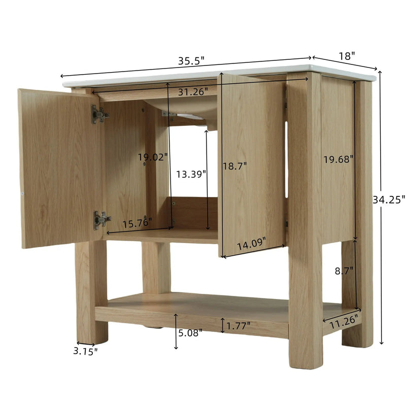 Modern Bathroom Vanity With Rectangle Ceramic Sink, Soft Closing Doors by HouseOfZazla