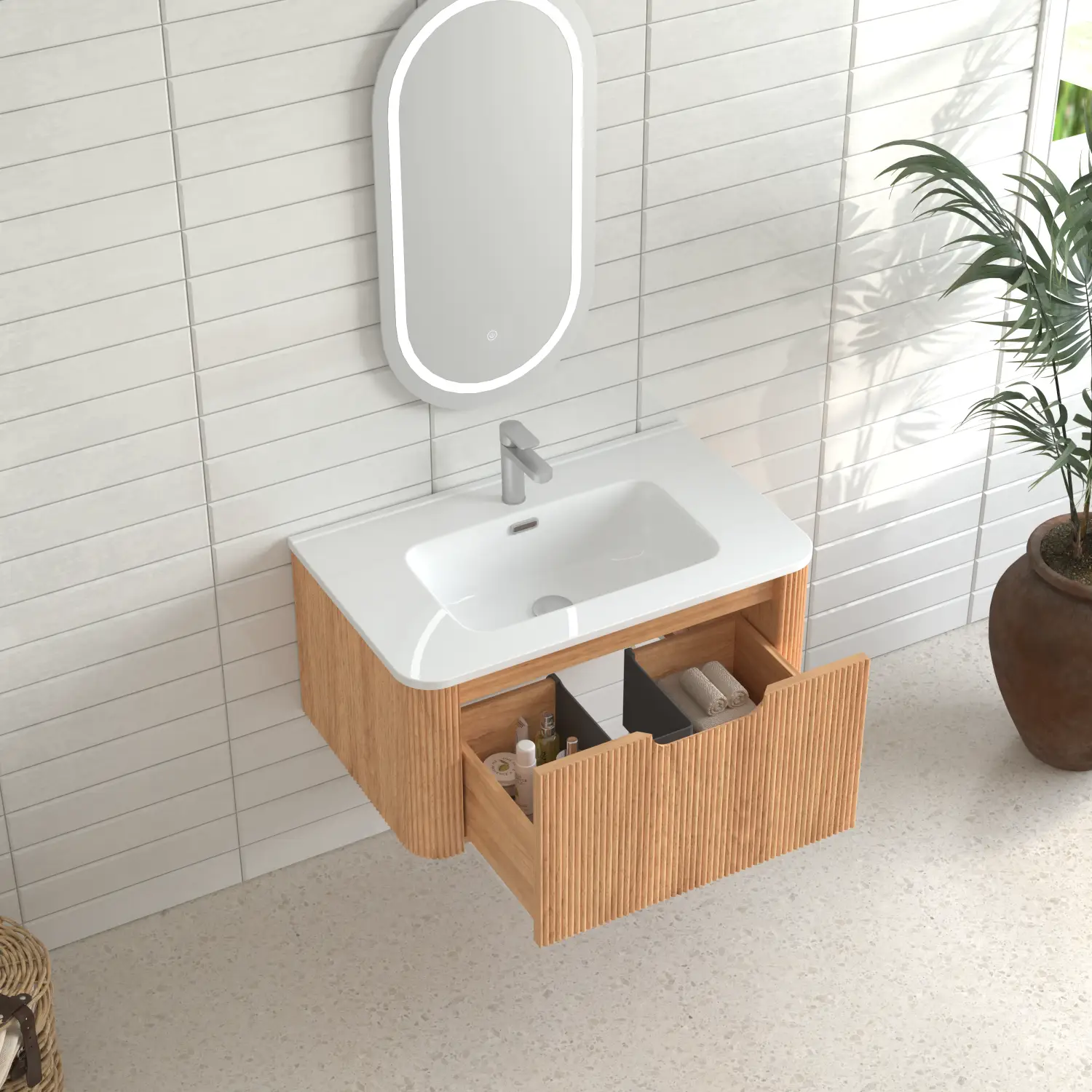30-Inch Wall-Mounted Floating Solid Wood Bathroom Vanity by HouseOfZazla
