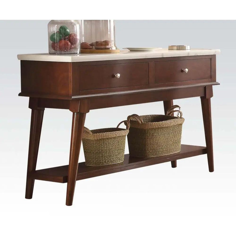 Gasha - Server - White Marble Top & Walnut by Unique Piece Furniture