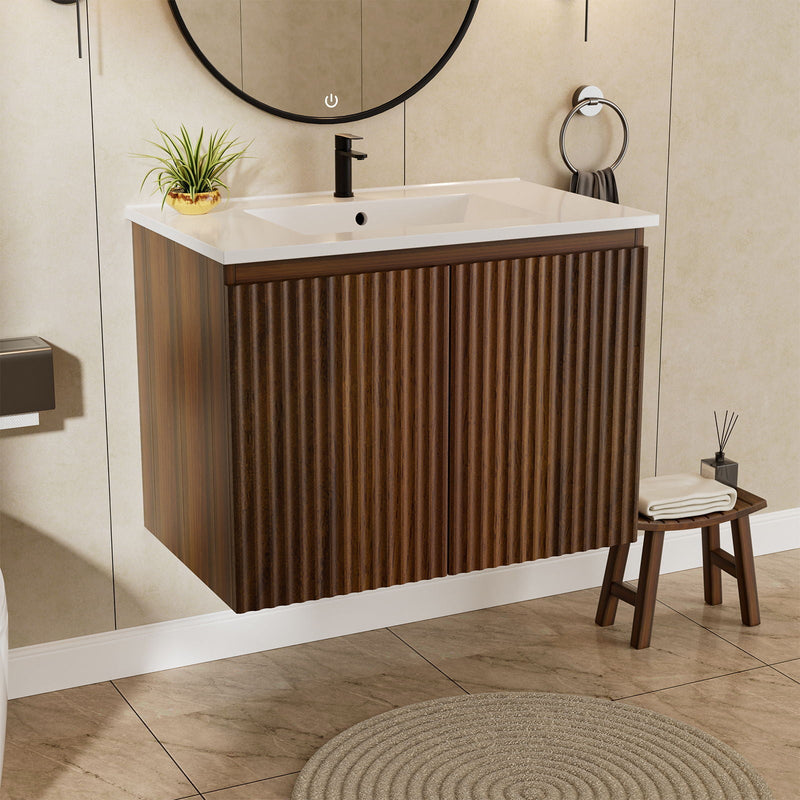Folding Wall Cabinet With Creamic Sink by Unique Piece Furniture