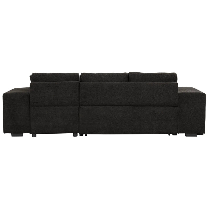 Modern L-Shape 3 Seat Reversible Sectional Couch, Pull Out Sleeper Sofa With Storage Chaise And 2 Stools For Living Room Furniture Set by HouseOfZazla