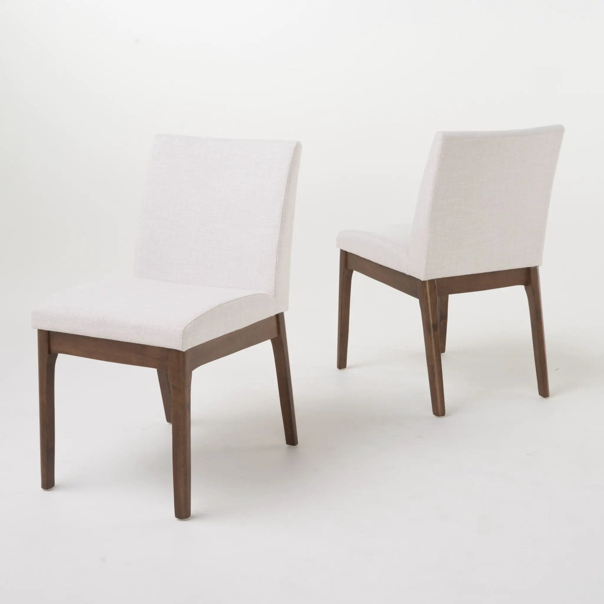 Dining Chairs with Upholstered Seat and Backrest (Set of 2) - Light Beige / Walnut by HouseOfZazla