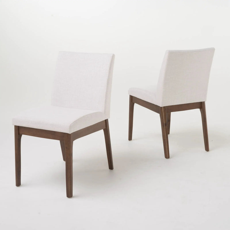 5 Piece Dining Set With Table And Upholstered Chairs - Light Beige / Walnut by HouseOfZazla