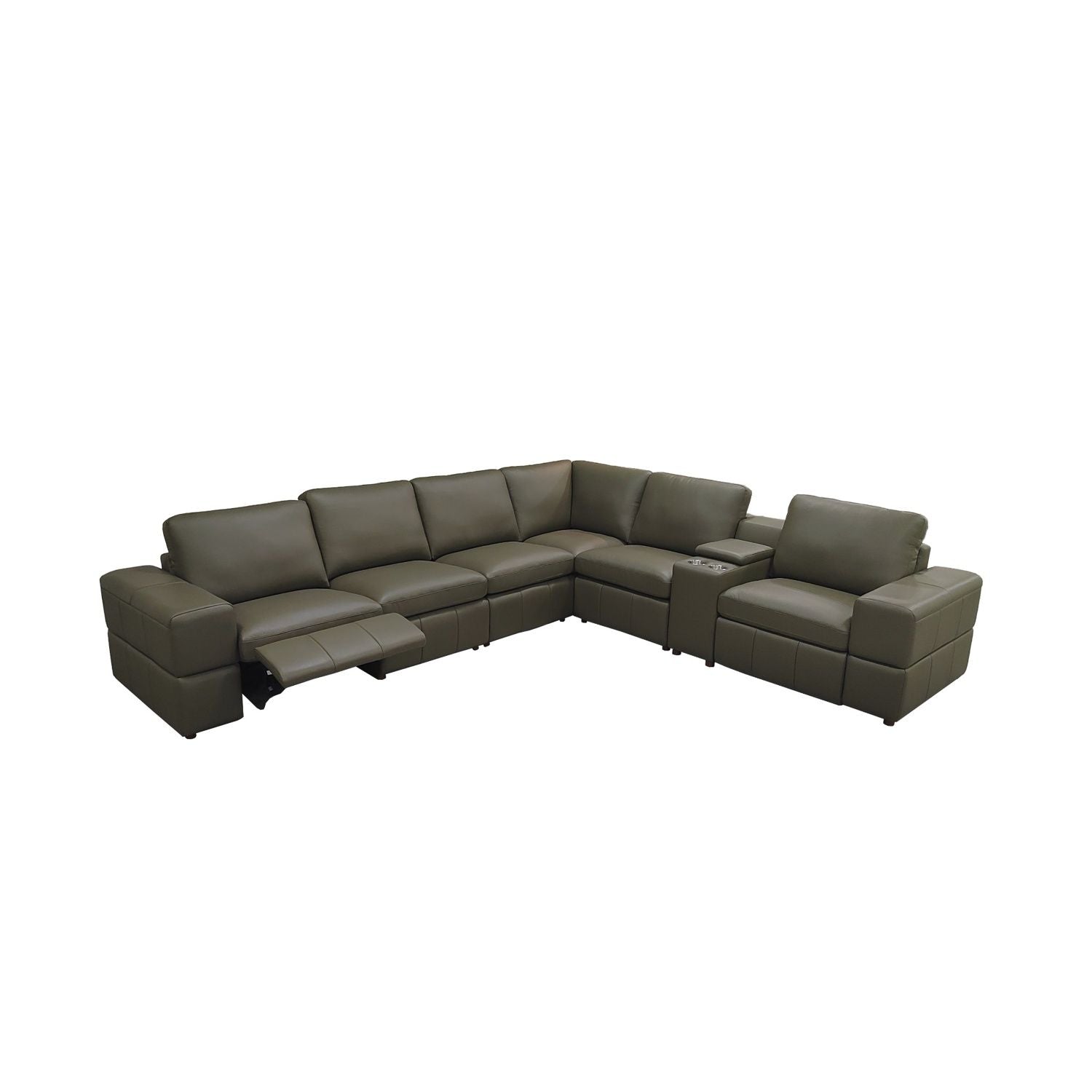Upholstered Large Arms Sectional With Recliner Seats by Unique Piece Furniture