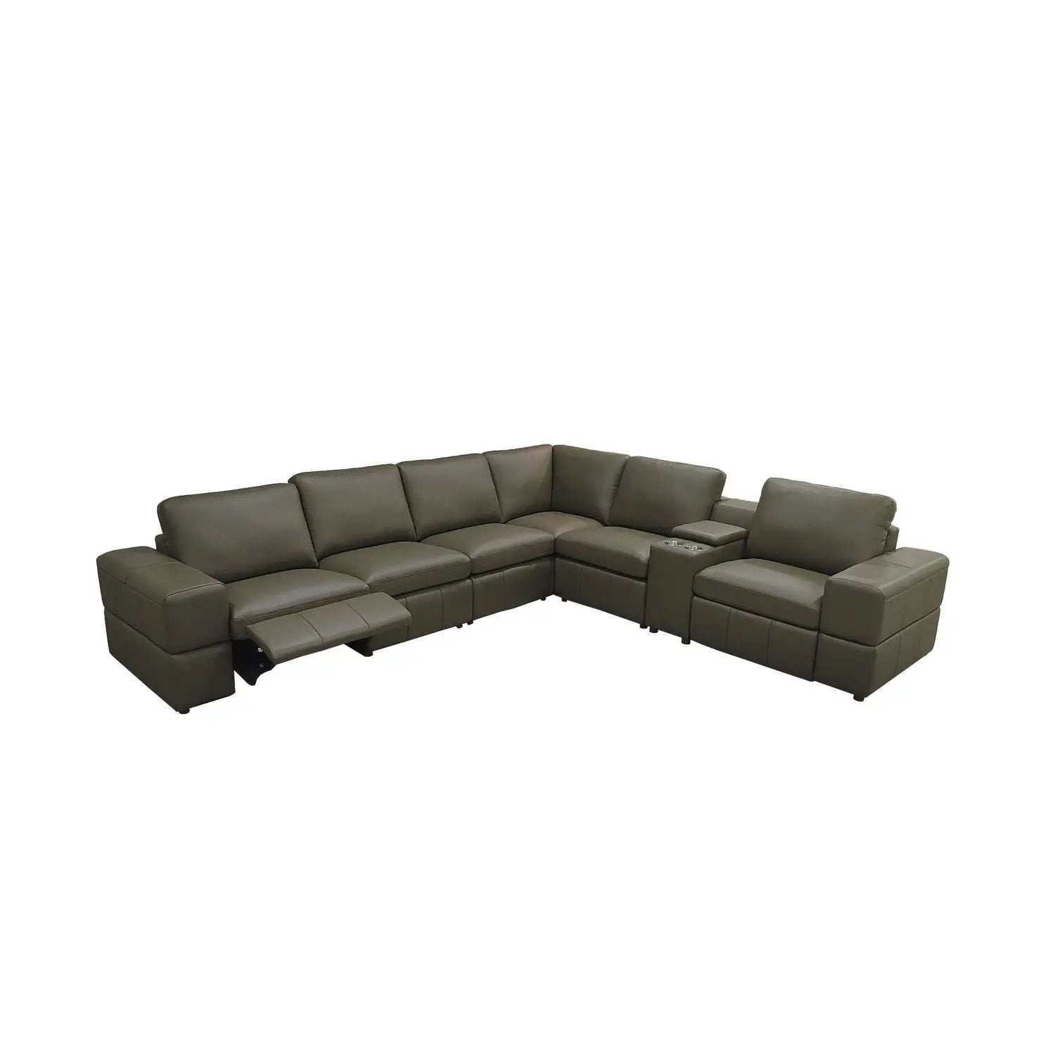 Upholstered Large Arms Sectional With Recliner Seats by Unique Piece Furniture