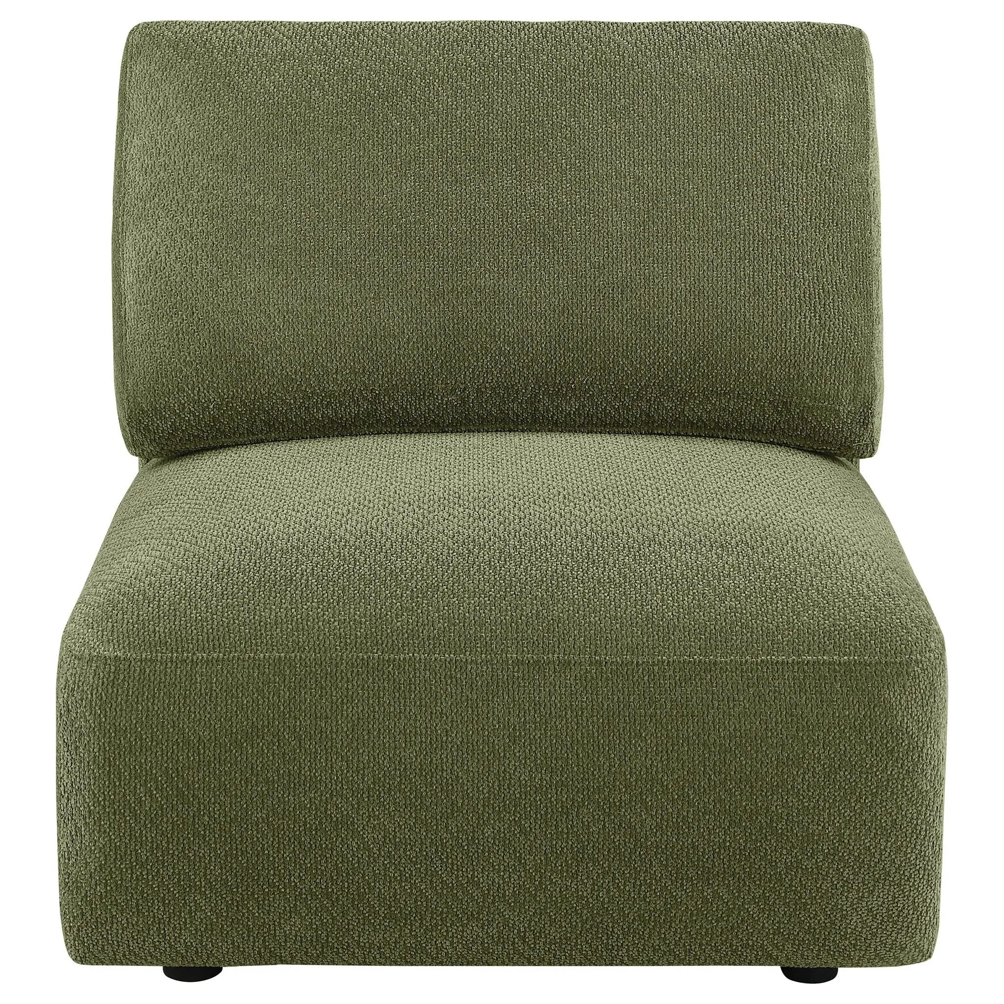 Elysia Chenille Upholstered Modular Armless Chair Green by Unique Piece Furniture