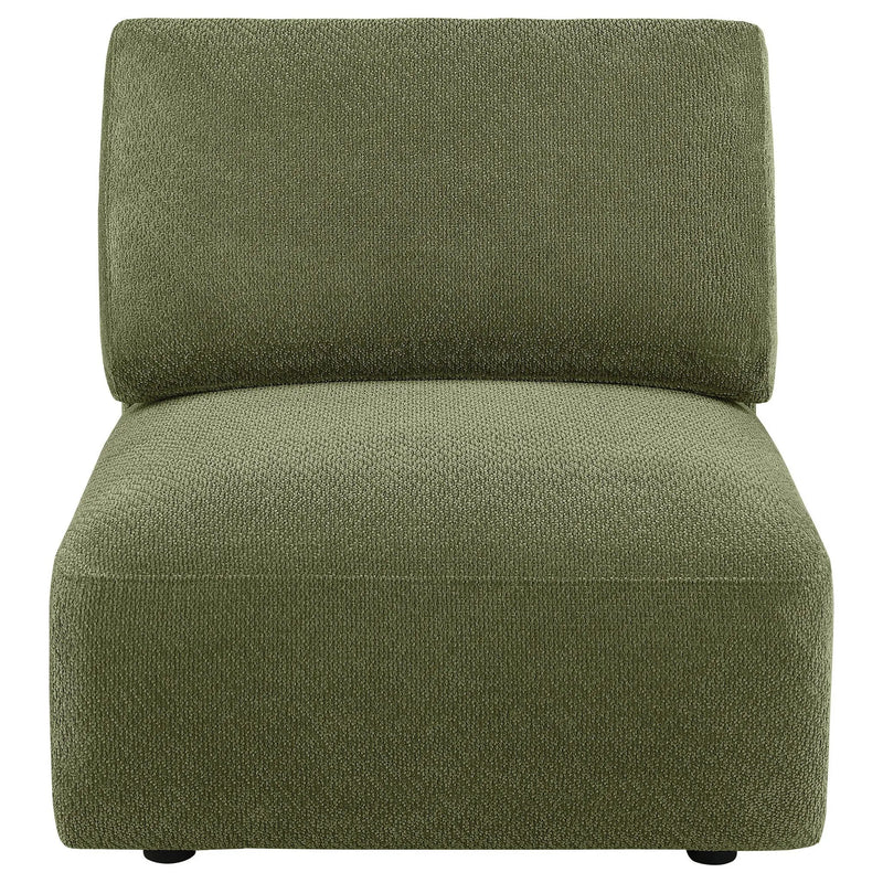 Elysia Chenille Upholstered Modular Armless Chair Green by Unique Piece Furniture
