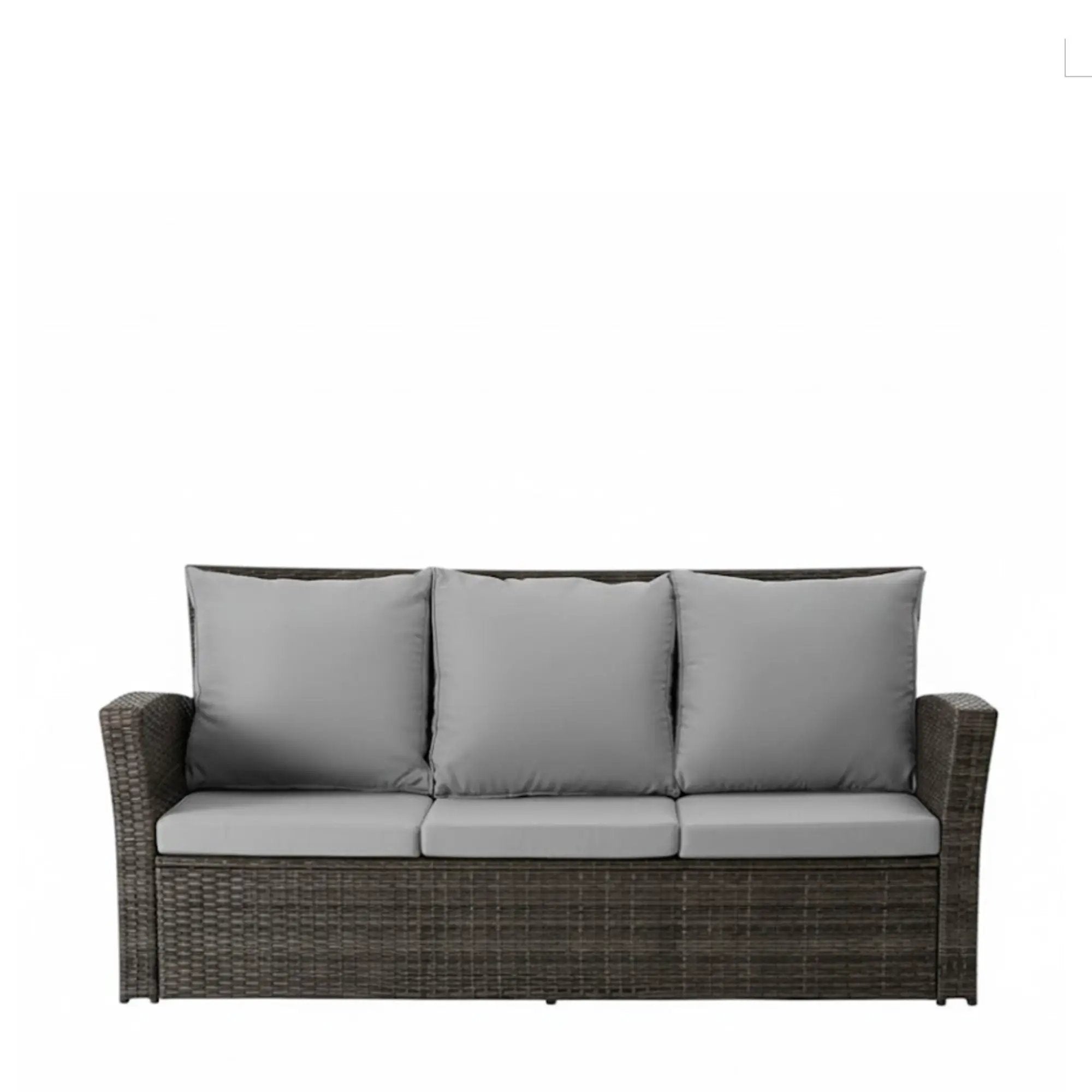 All-Weather Wicker 3 Seat Patio Sofa With Thick Cushions by HouseOfZazla