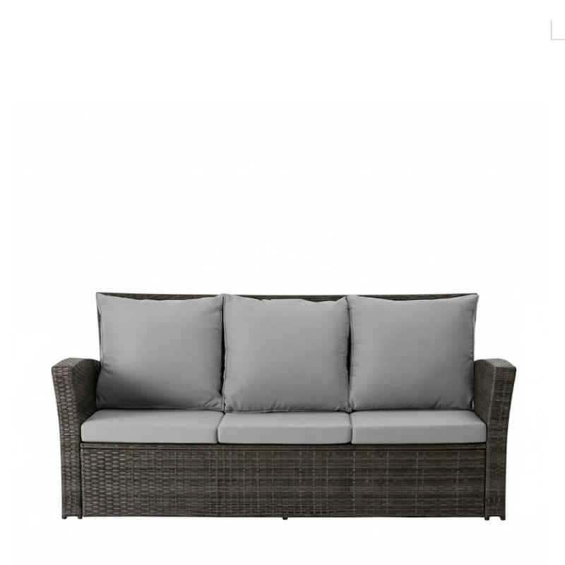 All-Weather Wicker 3 Seat Patio Sofa With Thick Cushions by HouseOfZazla