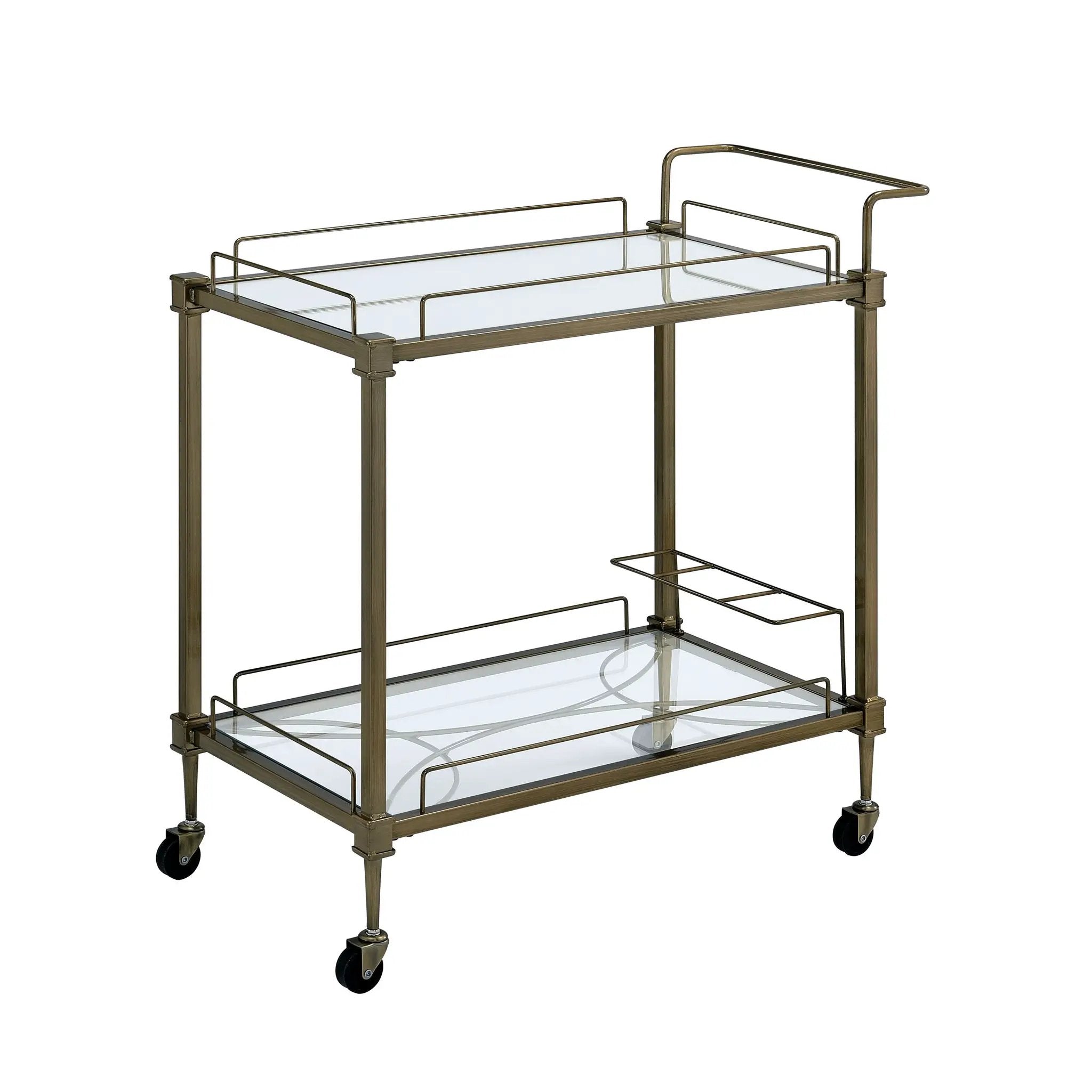 Aditya Mirrored & Antique Brass Finish Serving Cart by HouseOfZazla
