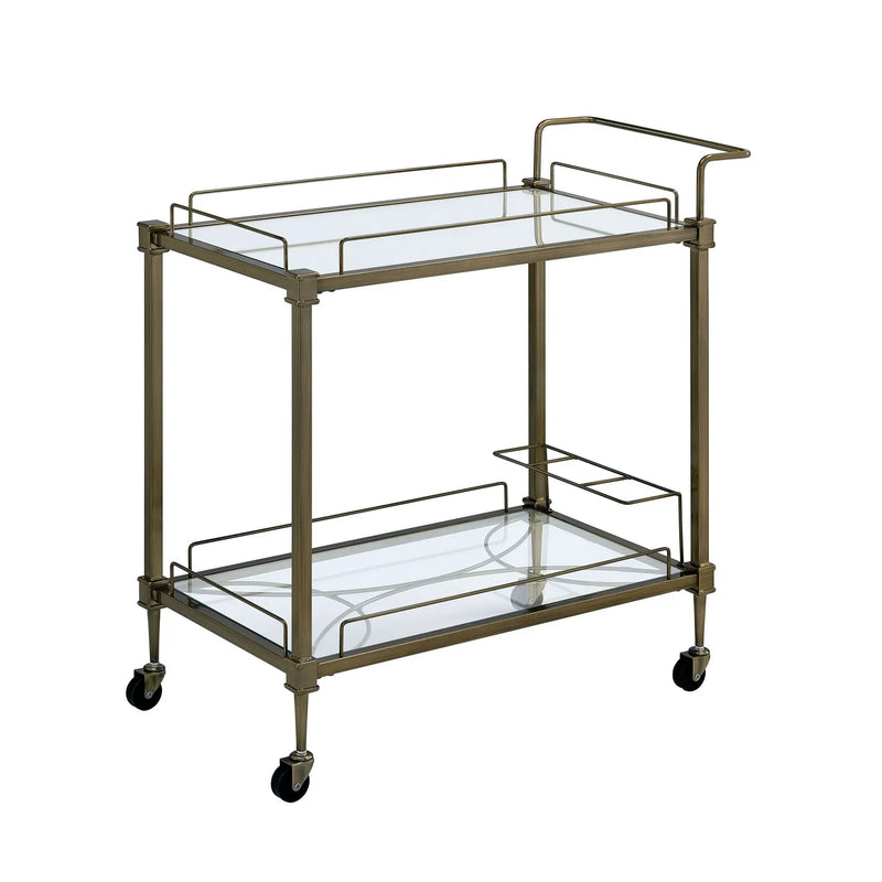 Aditya Mirrored & Antique Brass Finish Serving Cart by HouseOfZazla