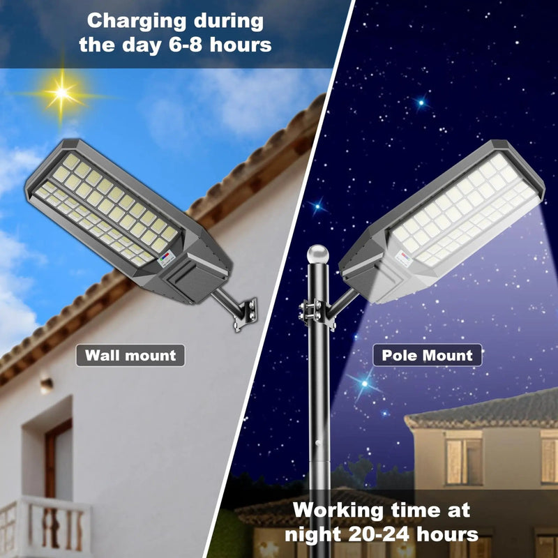6500W Solar Street Light 7000K 800000LM Auto On/Off Dusk to Dawn IP67 Waterproof Motion Sensor by Outdoor Solar Outlet