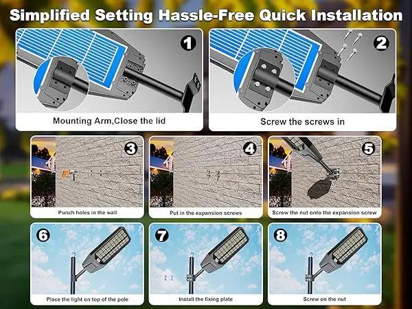 6500W Solar Street Light 7000K 800000LM Auto On/Off Dusk to Dawn IP67 Waterproof Motion Sensor by Outdoor Solar Outlet
