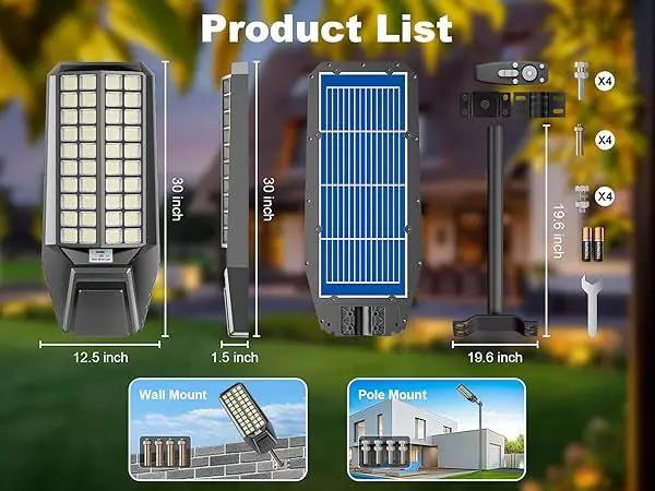6500W Solar Street Light 7000K 800000LM Auto On/Off Dusk to Dawn IP67 Waterproof Motion Sensor by Outdoor Solar Outlet