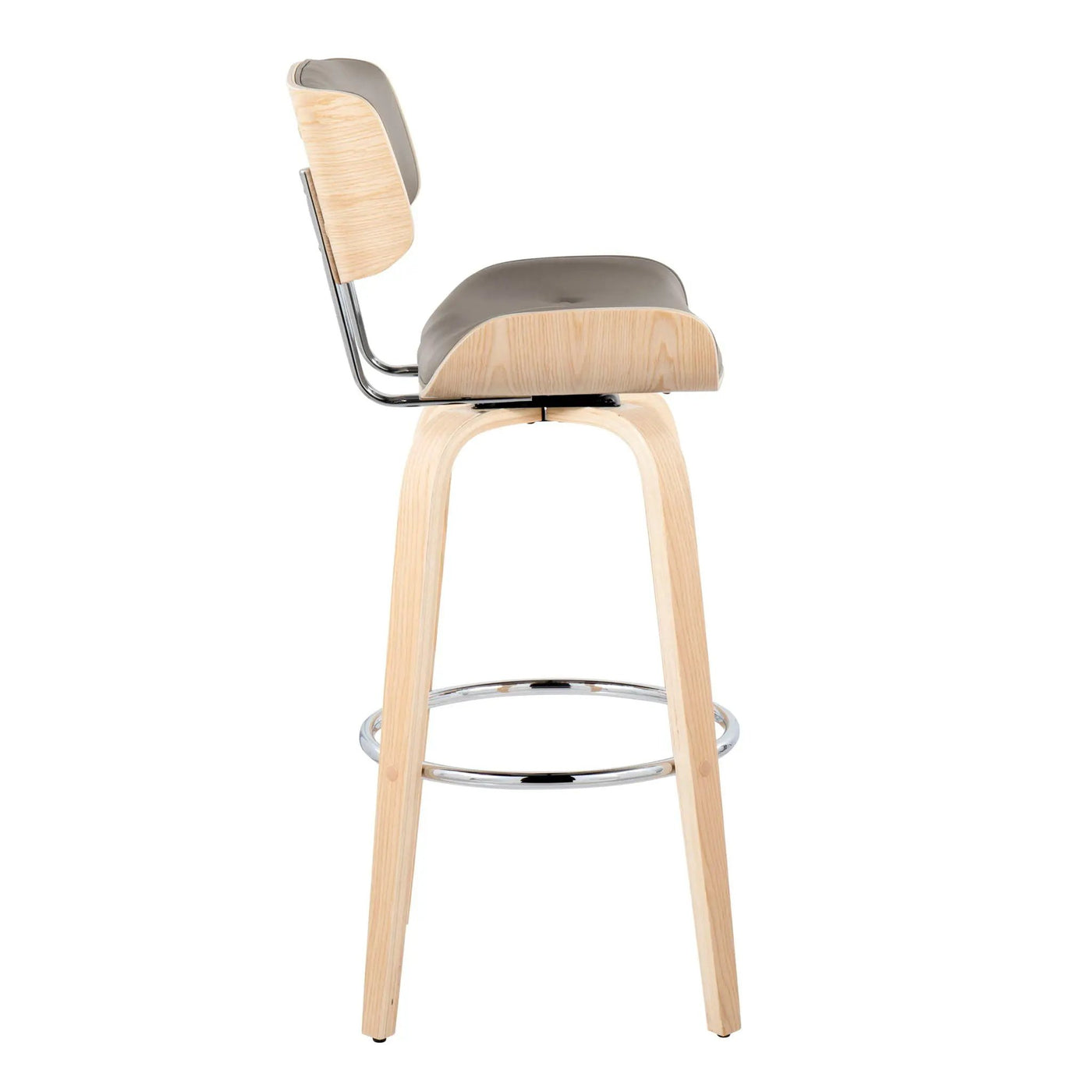 Lombardi - Mid Century Modern Fixed Height Barstool With Swivel With Round Footrest (Set of 2) by HouseOfZazla