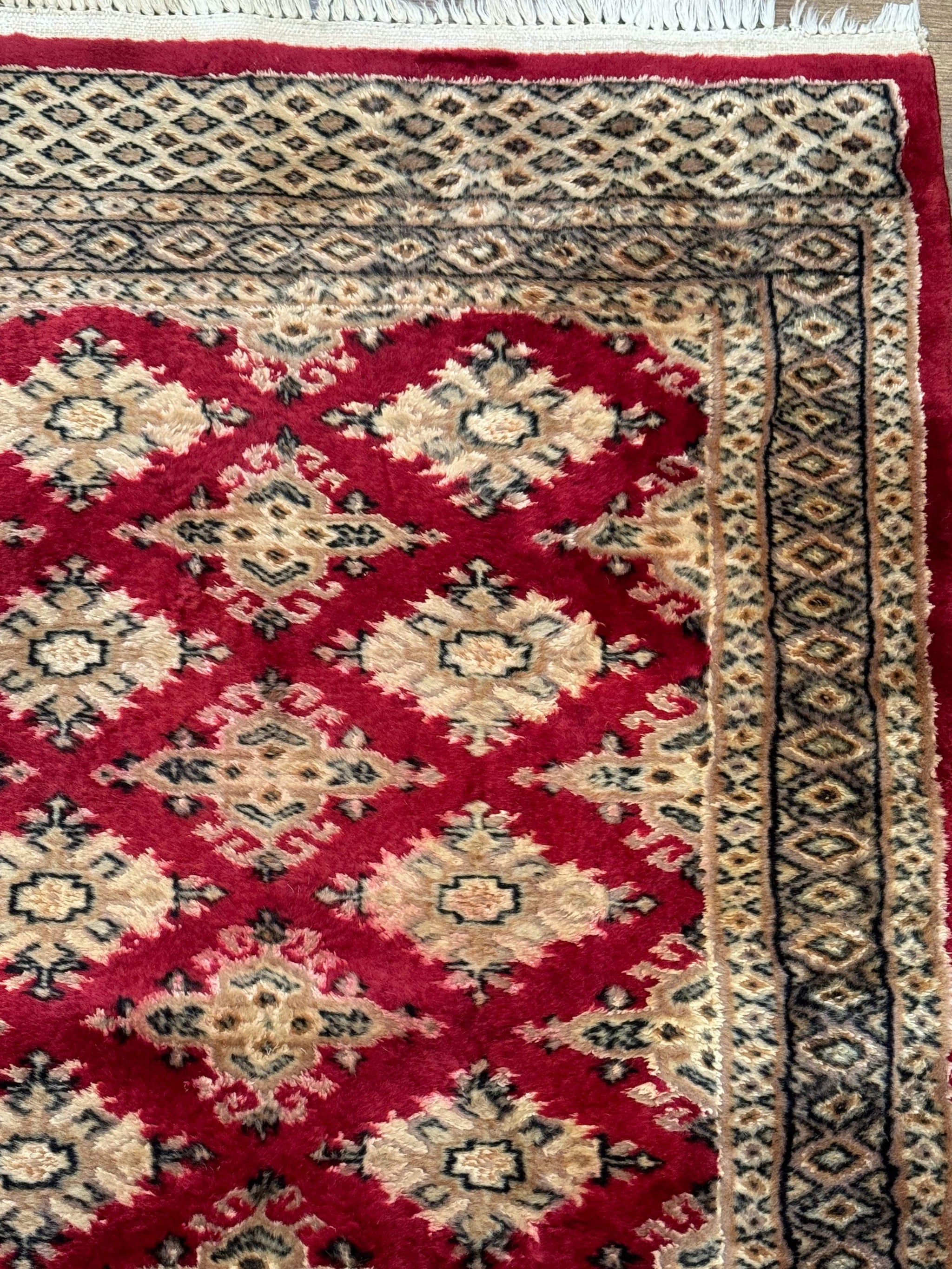 Pakistani Runner Rug 2.8 x 7.6, Red Turkoman Bokhara Runner by Jewel Rugs