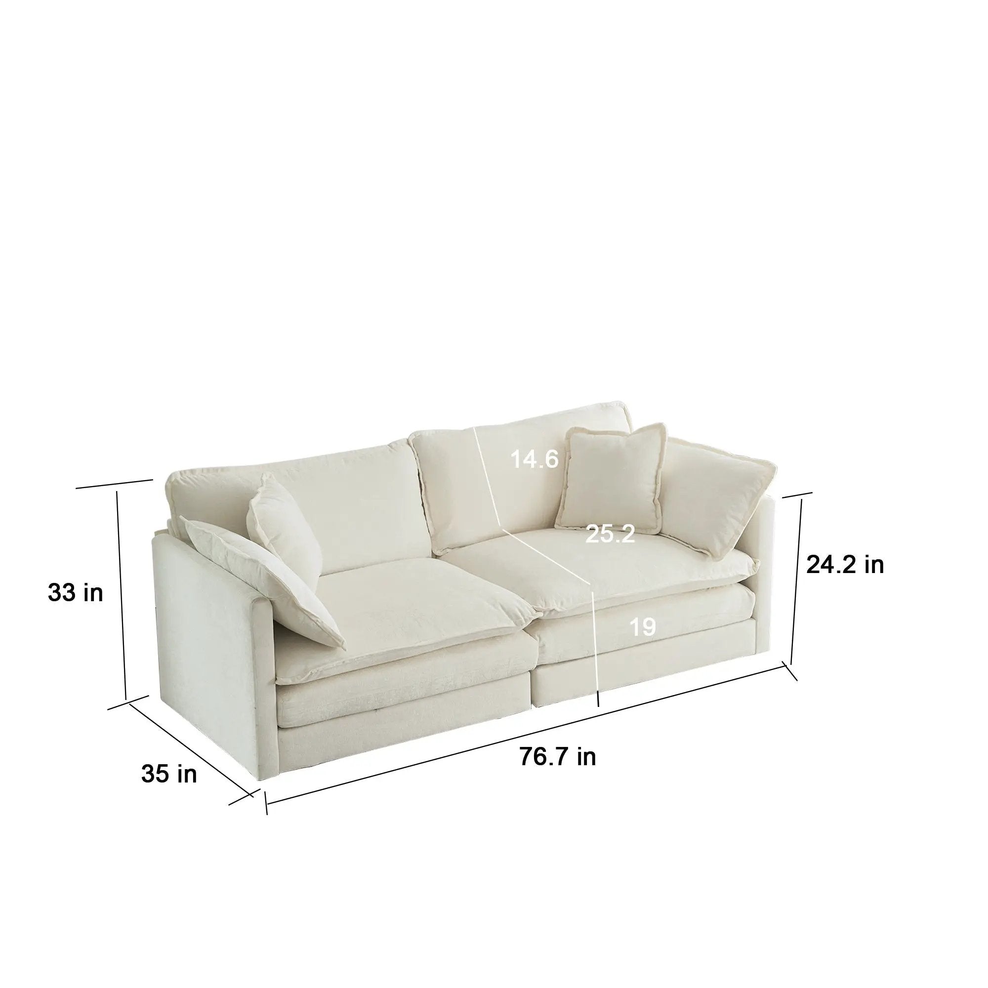 Sofa Set of 2 Chenille Couch, 2+3 Seater Sofa Set Deep Seat Sofa by HouseOfZazla