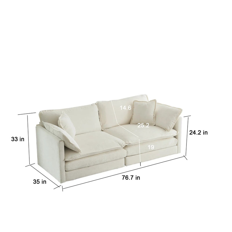 Sofa Set of 2 Chenille Couch, 2+3 Seater Sofa Set Deep Seat Sofa by HouseOfZazla