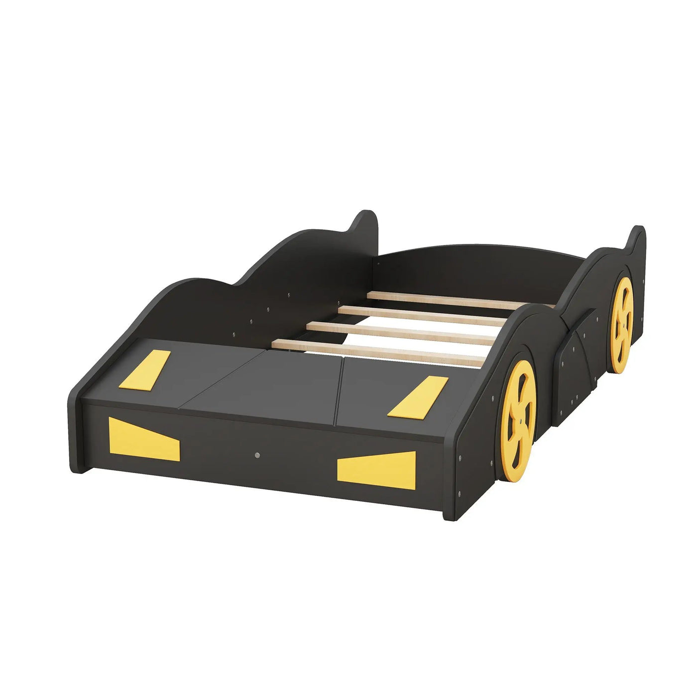 Race Car Shaped Platform Bed With Wheels And Storage by HouseOfZazla