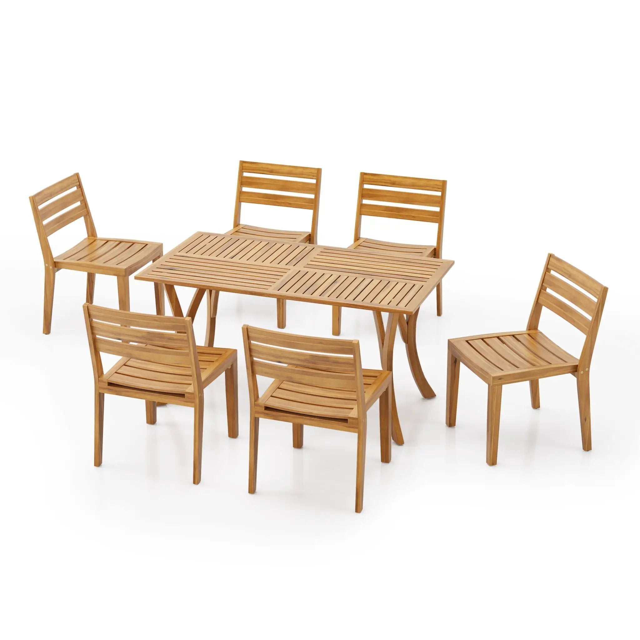 Outdoor 7 Piece Dining Set With Rectangular Table - Teak by HouseOfZazla