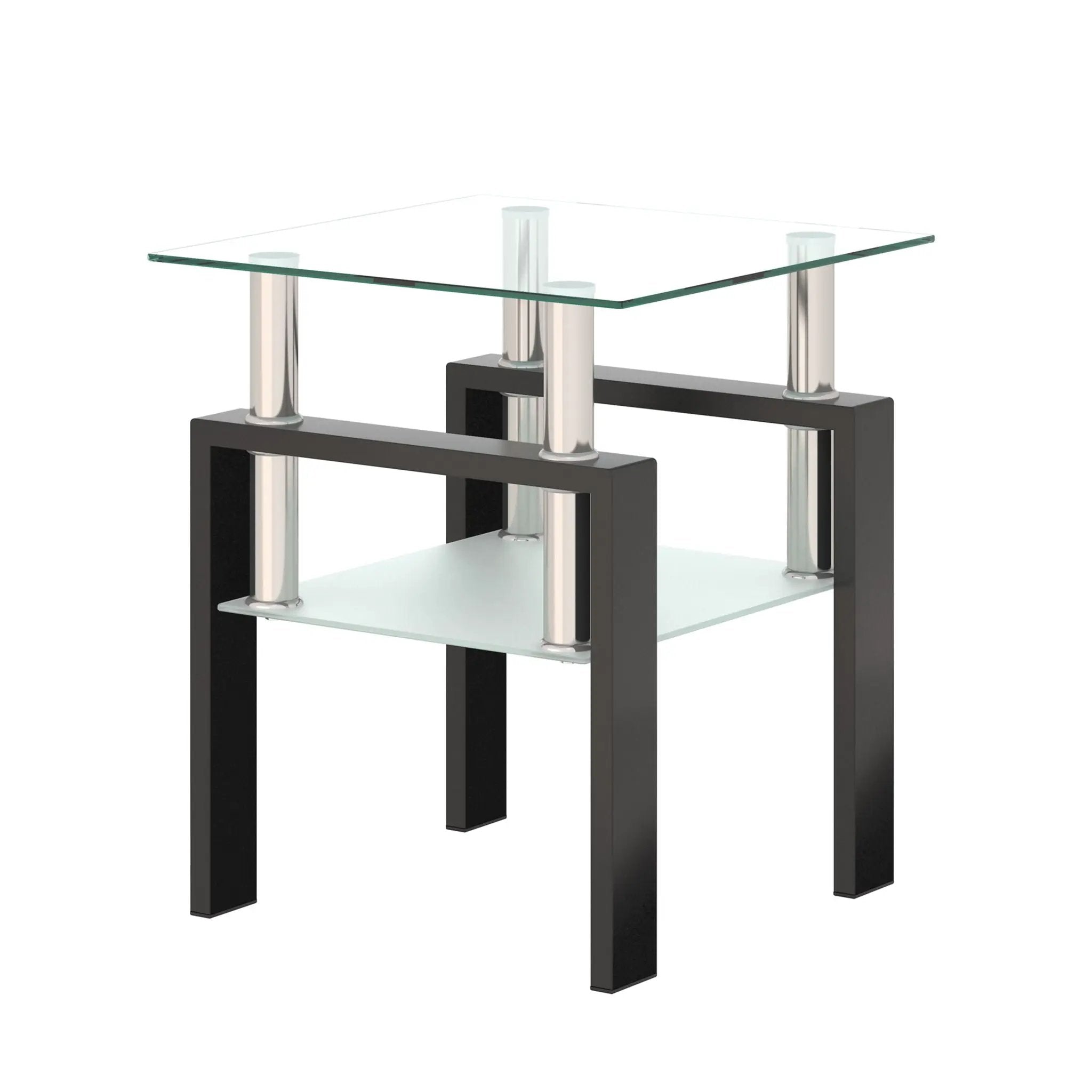 Modern Tempered Glass Tea Table, End Square Table For Living Room by HouseOfZazla