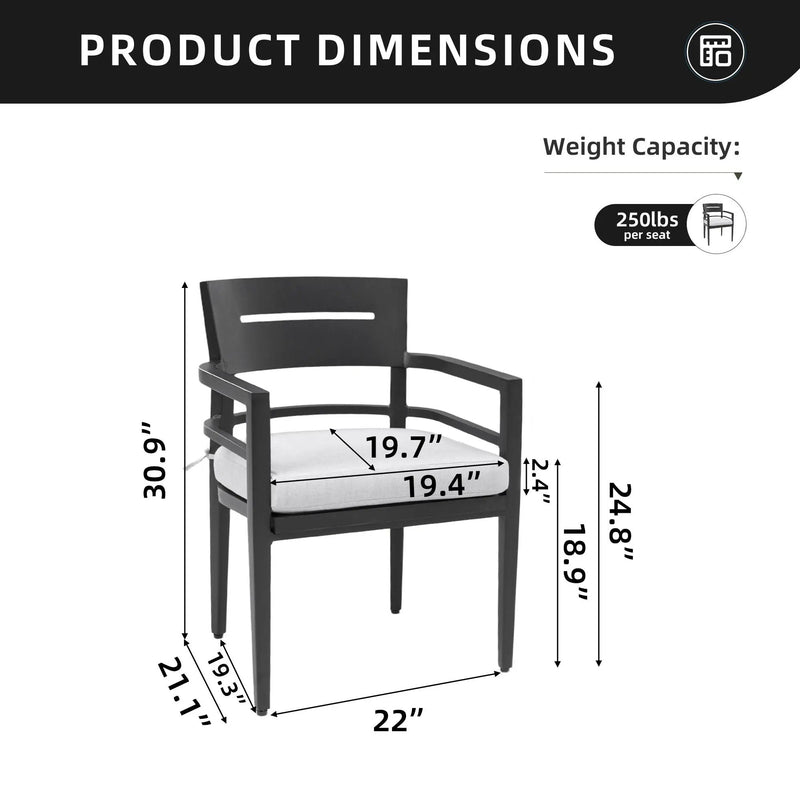 Outdoor Patio Dining Chairs With Outdoor Grade Sunbrella Fabric Cushions, Tapered Feet (Set of 4) - Ember Black by Unique Piece Furniture
