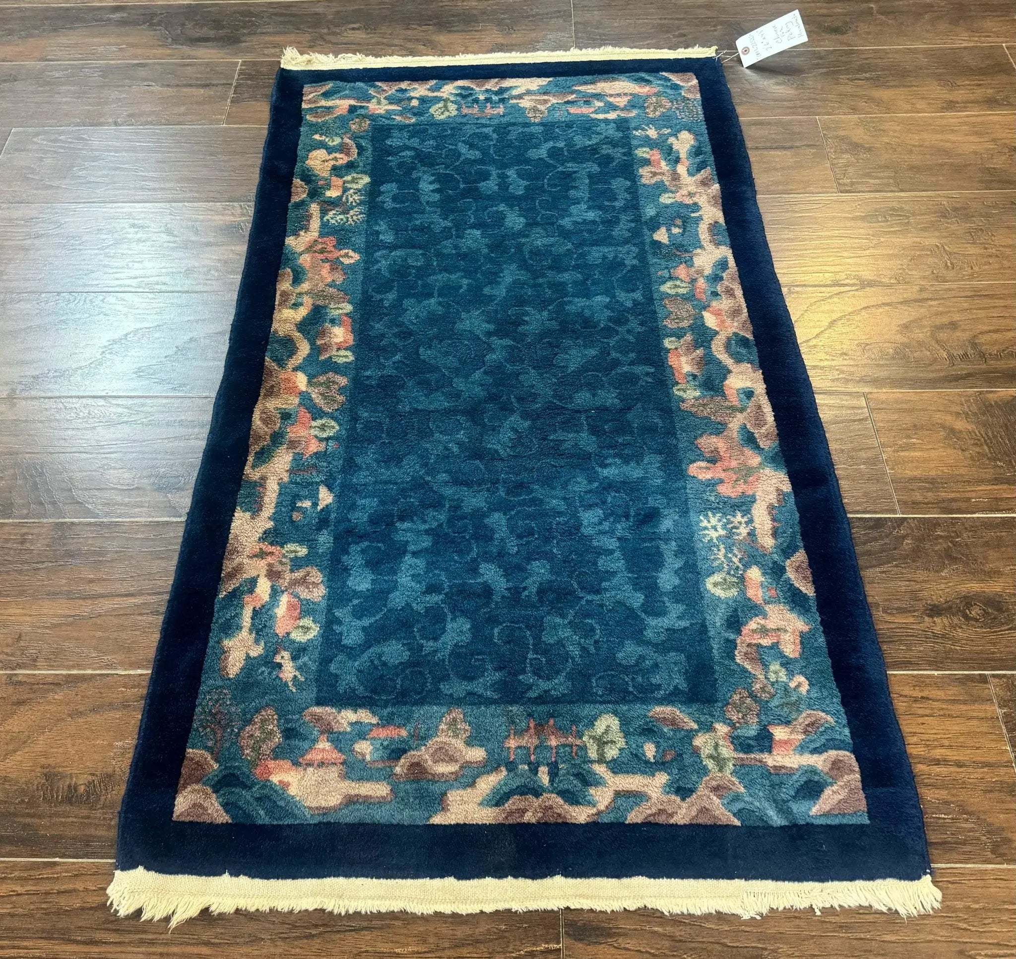 Blue Chinese Wool Rug 2.5 x 4, Peking Rug, Fete Rug, Semi Antique Chinese Carpet by Jewel Rugs