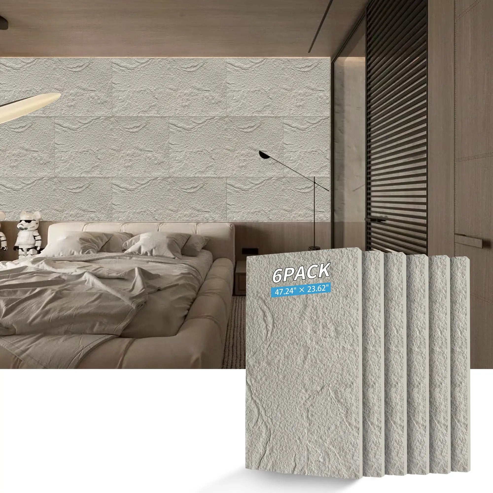 3D Faux Stone Wall Panels - 6 PCS PU Wainscoting by HouseOfZazla