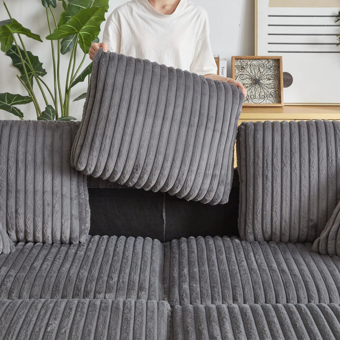 3 Seater Sofa With 2 Ottomans For Living Room by HouseOfZazla