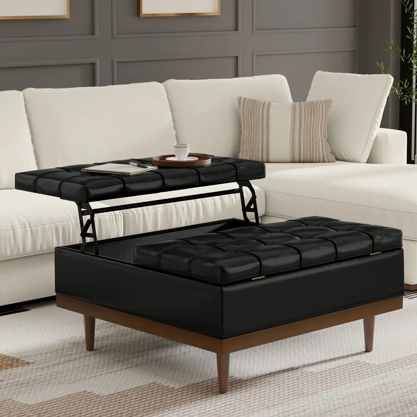 Mariah - Upholstered Lift Top Table Storage Ottoman by HouseOfZazla