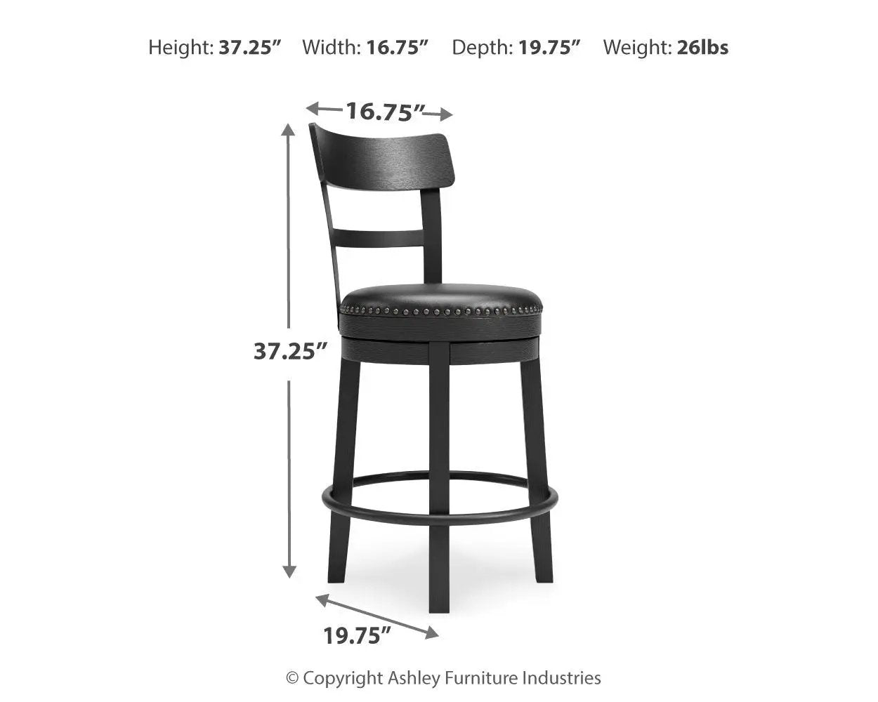 Valebeck - Full Back Swivel Stool by Unique Piece Furniture