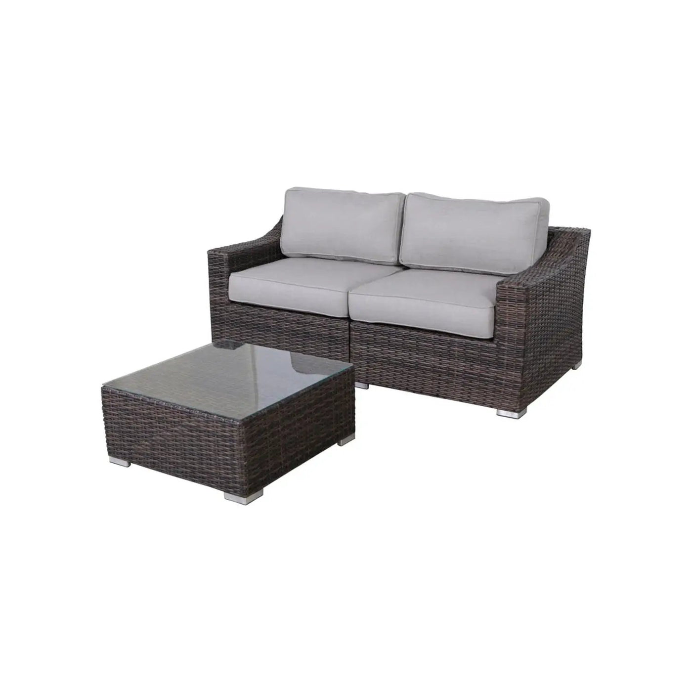Outdoor Wicker Conversation Set With Cushions, All Weather by Unique Piece Furniture