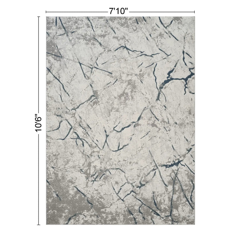 Geometrix - 7'10" X 10'6" Area Rug, Geometric 3D Effect - Ivory / Gray by HouseOfZazla