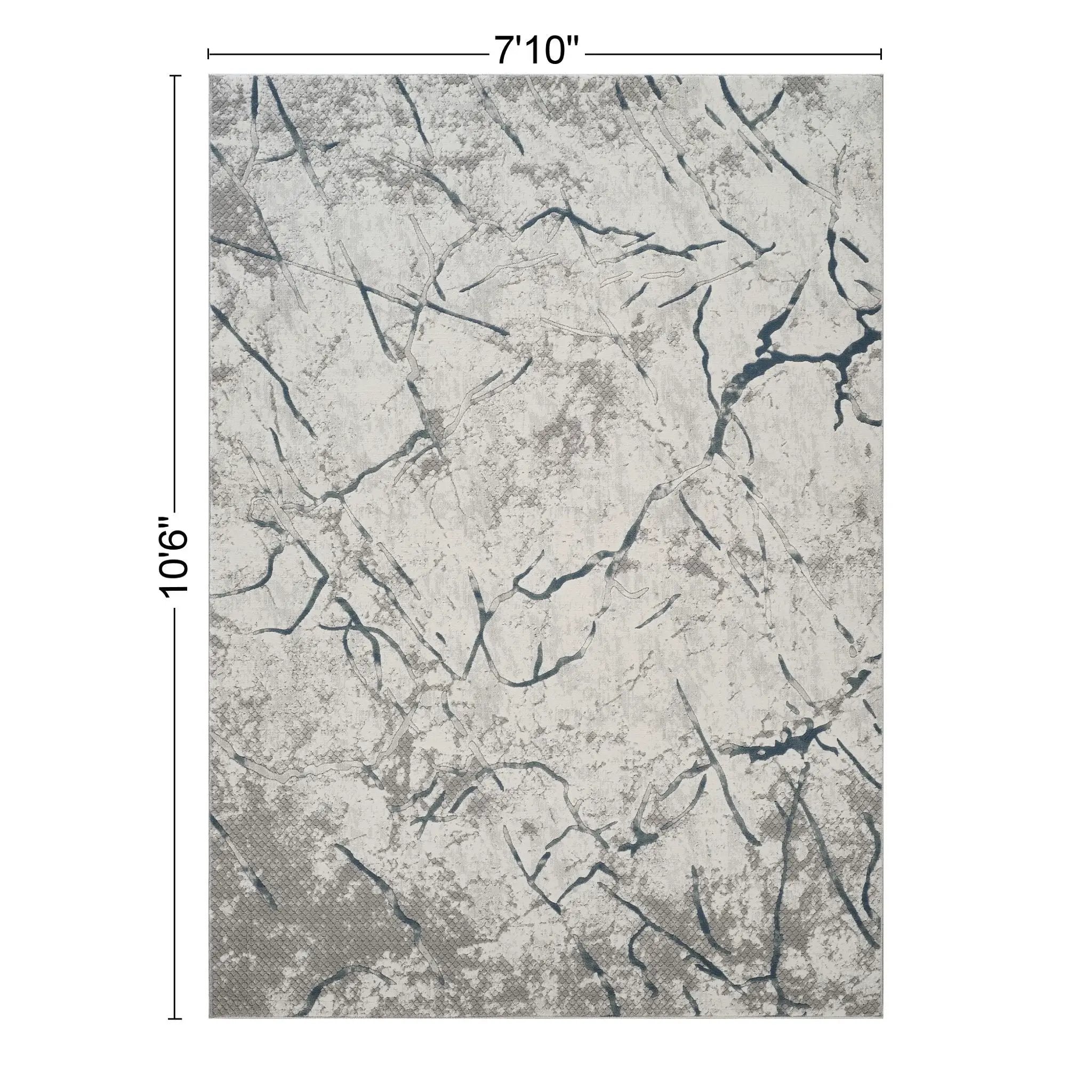 Geometrix - 7'10" X 10'6" Area Rug, Geometric 3D Effect - Ivory / Gray by Unique Piece Furniture