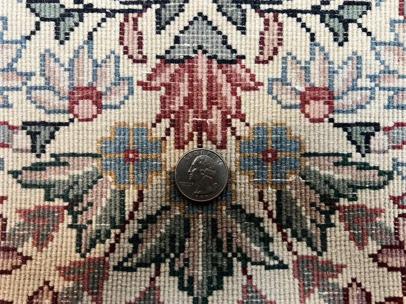 Sino Persian Runner Rug 2.7 x 10, Floral Kirman Lavar Carpet for Hallway, Cream, Handmade Wool Vintage Rug by Jewel Rugs