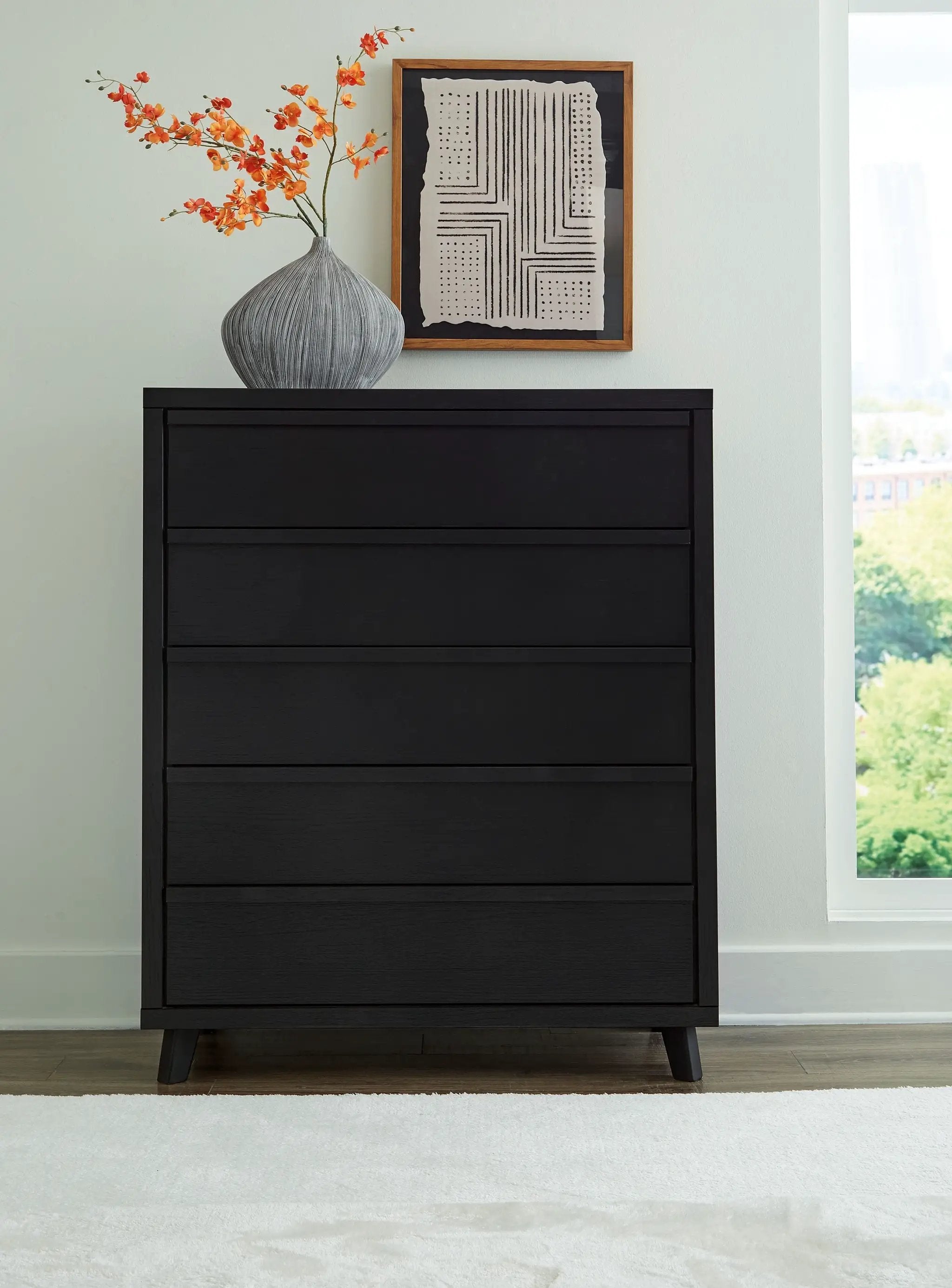 Danziar - Five Drawer Wide Chest - Black by Unique Piece Furniture