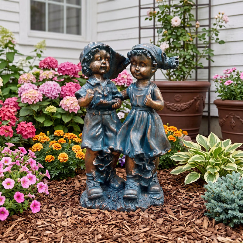 Magnesium Oxide Statues Of A Boy And A Girl by HouseOfZazla
