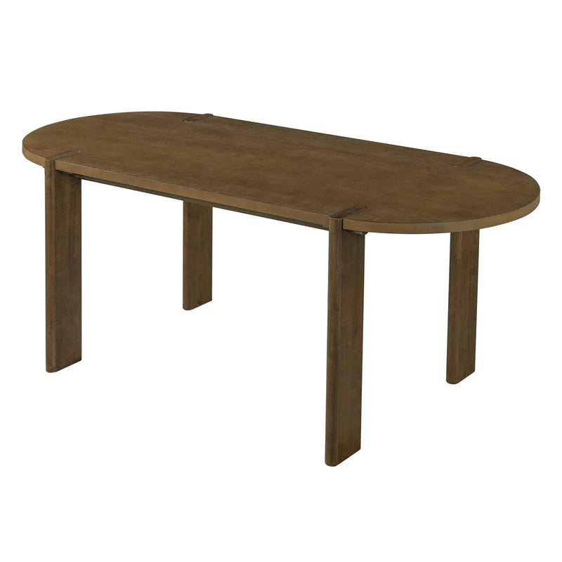 7 Pieces Modern Oval Dining Set, Rustic Farmhouse Solid Wood Kitchen Table Set for 6 by HouseOfZazla