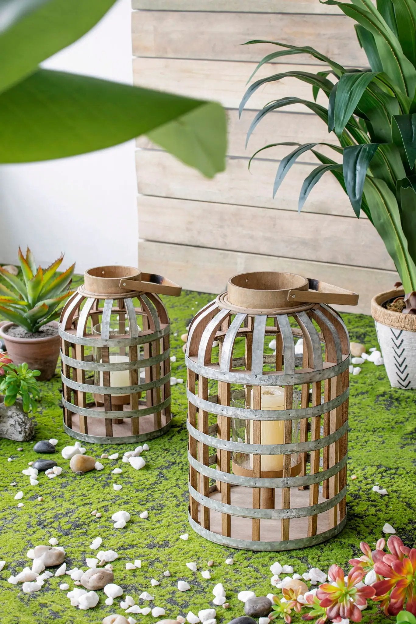 Decorative Lantern With Handle, Wooden Lantern For Indoor Outdoor, Home Garden Wedding by Unique Piece Furniture