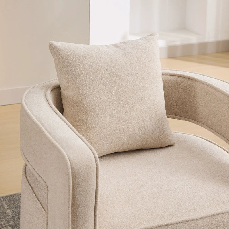 Swivel Accent Open Back Barrel Chair With Weathered Base by Unique Piece Furniture