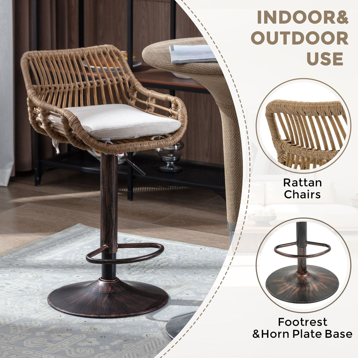 Modern Swivel Bar Stools Adjustable Counter Chairs With Footrest (Set of 2), photo 21 of 37