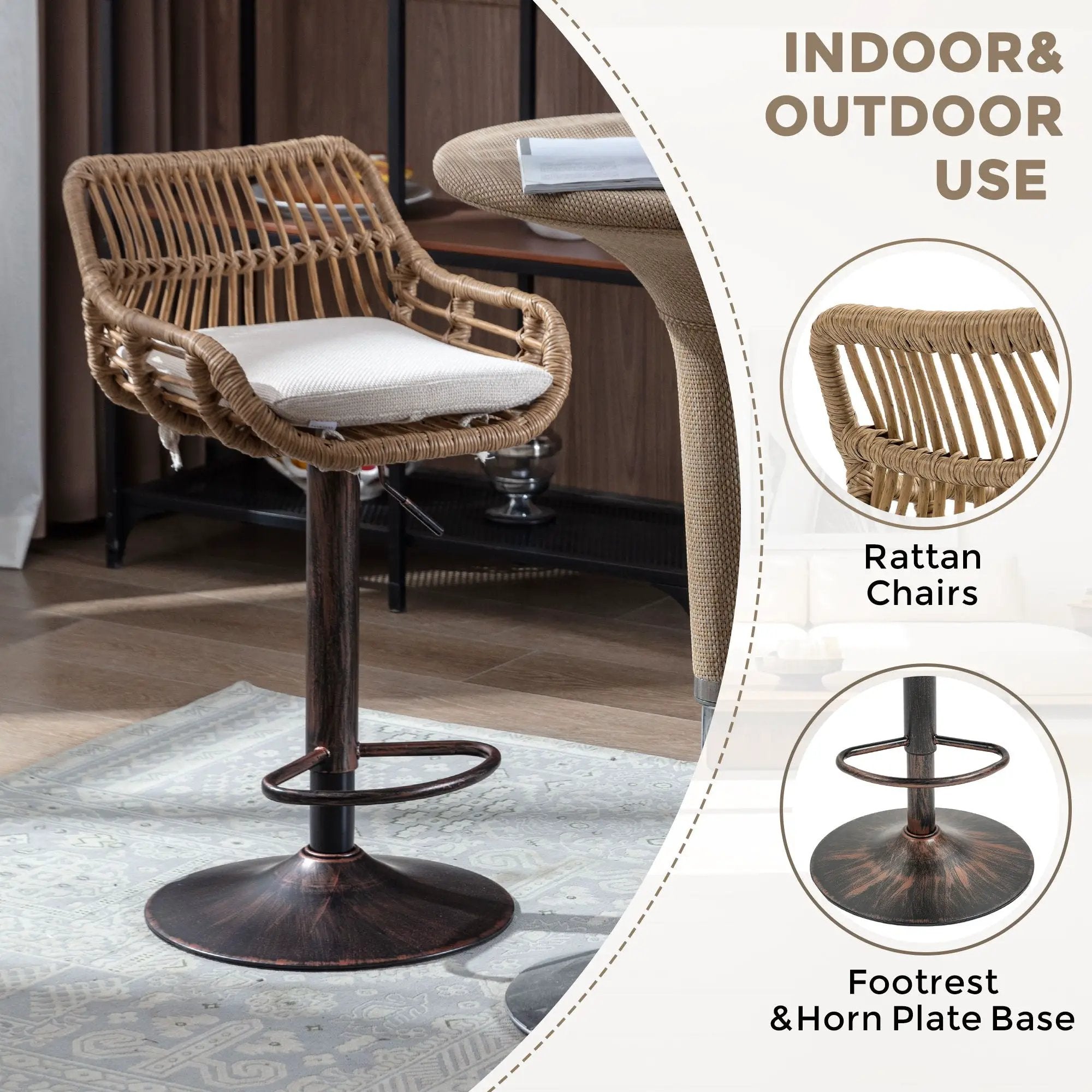Modern Swivel Bar Stools Adjustable Counter Chairs With Footrest (Set of 2) by Unique Piece Furniture